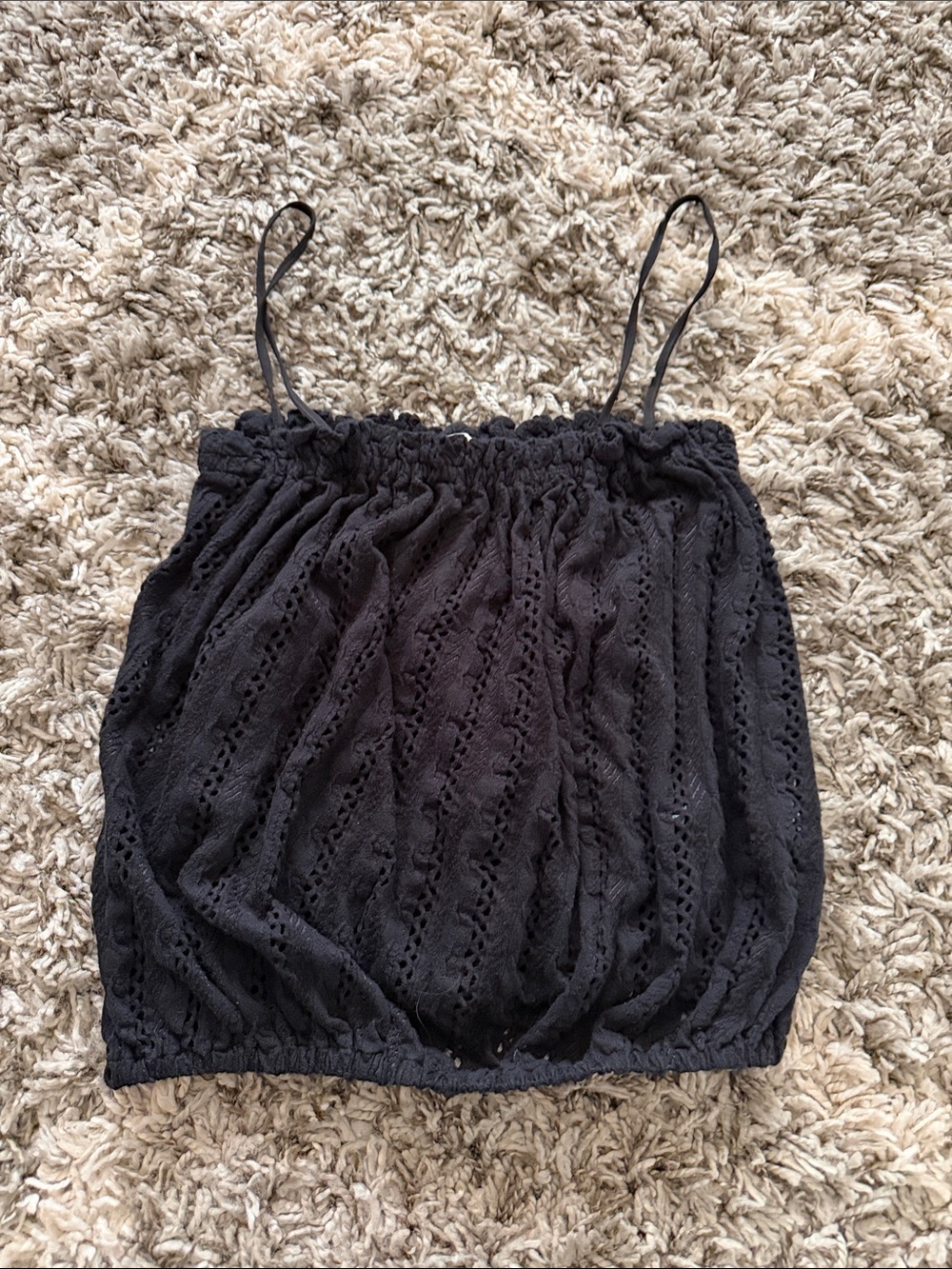 H&M Black Eyelet Smocked Cami Top - Women S